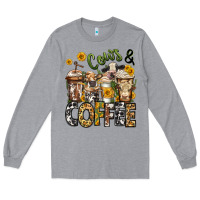 Heather Grey cows and coffee cups Long Sleeve Tee - Jasminsmagicworld