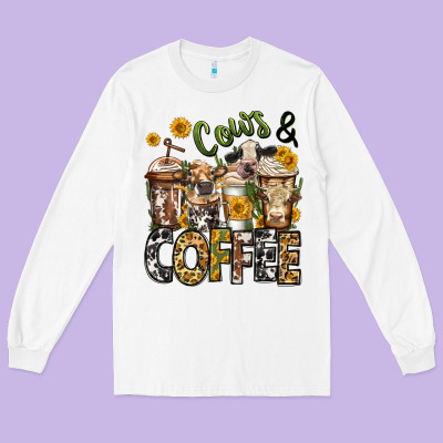 Cows And Coffee Cups Long Sleeve Tee Designed By Jasminsmagicworld