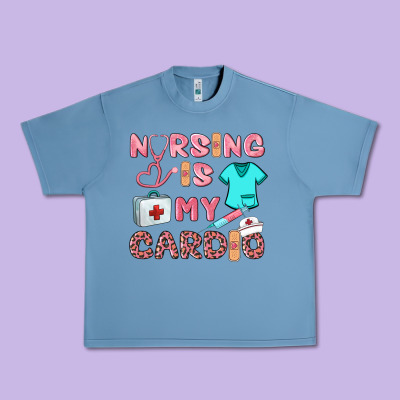 Nursing Is My Cardio Urban Heavy Tee Designed By Barkaloodesign