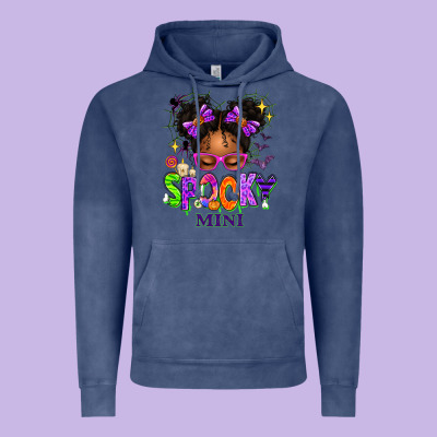 Spooky Mini Halloween Messy Bun Vintage Hoodie Designed By Texasbilliewilder