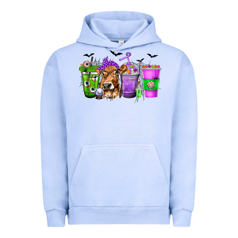 Coffee Cups With Cow And Halloween Urban Hoodie by texasbilliewilder | Teevron