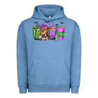 Pigment Pebble Blue Coffee Cups with Cow and Halloween Urban Hoodie - texasbilliewilder