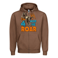 Chestnut i'm four hear me roar dinosaur birthday Zipper Hoodie - LillyAllenDesigns