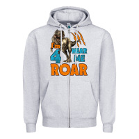 Heather Grey i'm four hear me roar dinosaur birthday Zipper Hoodie - LillyAllenDesigns