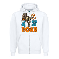White i'm four hear me roar dinosaur birthday Zipper Hoodie - LillyAllenDesigns