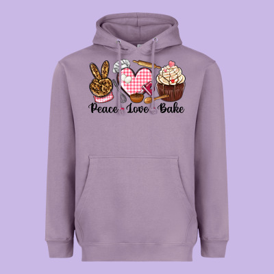 Peace Love Bake Heavyweight Hoodie Designed By Nancycooperartshop