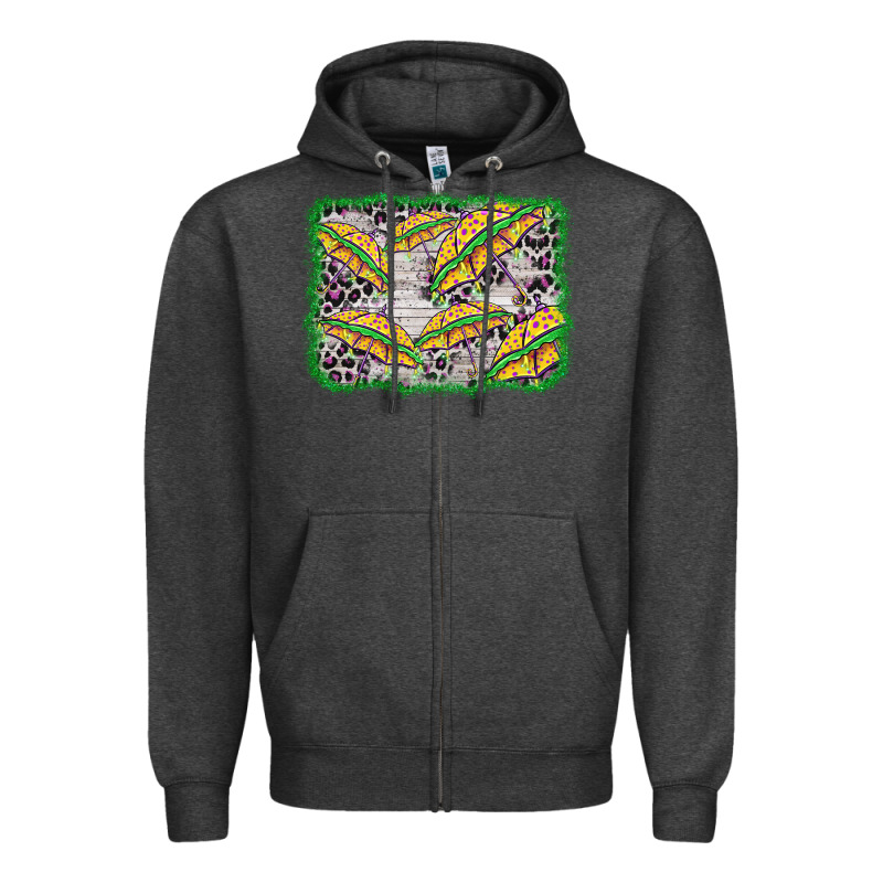 Mardi Gras Umbrella Background Zipper Hoodie by BarkalooDesign | Teevron