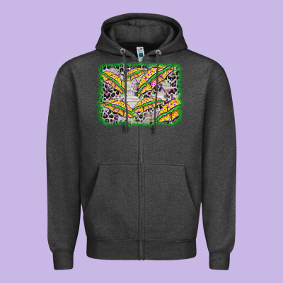 Mardi Gras Umbrella Background Zipper Hoodie Designed By Barkaloodesign