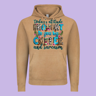 Today's Attitude Brought To You By Coffee And Sarc Vintage Hoodie Designed By Zillion Design Studio
