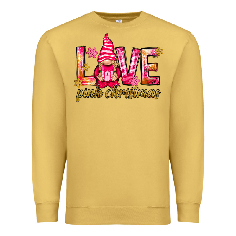 Love Pink Christmas Gnome Premium Sweatshirt by NancyCooperArtShop | Teevron