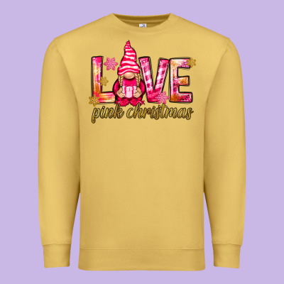 Love Pink Christmas Gnome Premium Sweatshirt Designed By Nancycooperartshop