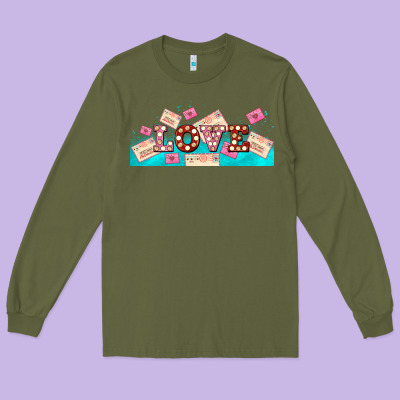 Love And Love Letters Long Sleeve Tee Designed By Adodesignshop
