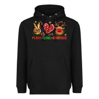 Black peace love reindeer christmas Heavyweight Hoodie - NancyCooperArtShop