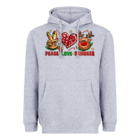 Heather Grey peace love reindeer christmas Heavyweight Hoodie - NancyCooperArtShop