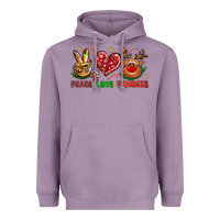 Lavender peace love reindeer christmas Heavyweight Hoodie - NancyCooperArtShop