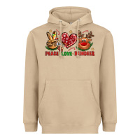 Mushroom peace love reindeer christmas Heavyweight Hoodie - NancyCooperArtShop