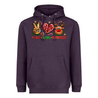 Plum peace love reindeer christmas Heavyweight Hoodie - NancyCooperArtShop