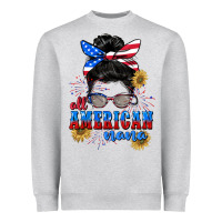 Heather Grey All American Nana 4th of July Heavyweight Sweatshirt - CowGirlArtShop