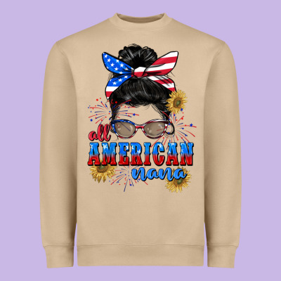 All American Nana 4th Of July Heavyweight Sweatshirt Designed By Cowgirlartshop