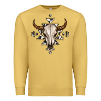 Antique Gold bull skull with aztec Premium Sweatshirt - MaliasSmallBusiness