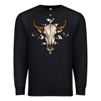Black bull skull with aztec Premium Sweatshirt - MaliasSmallBusiness