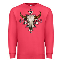 Cardinal bull skull with aztec Premium Sweatshirt - MaliasSmallBusiness