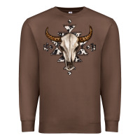 Chestnut bull skull with aztec Premium Sweatshirt - MaliasSmallBusiness