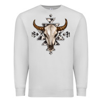 Dove Grey bull skull with aztec Premium Sweatshirt - MaliasSmallBusiness