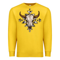 Lemon bull skull with aztec Premium Sweatshirt - MaliasSmallBusiness