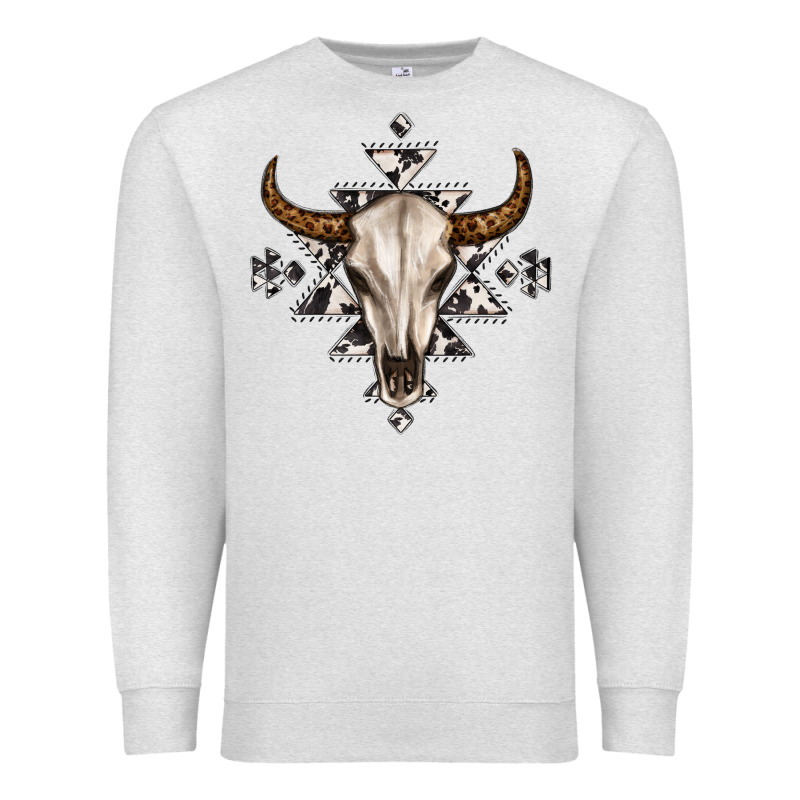 Bull Skull With Aztec Premium Sweatshirt by MaliasSmallBusiness | Teevron