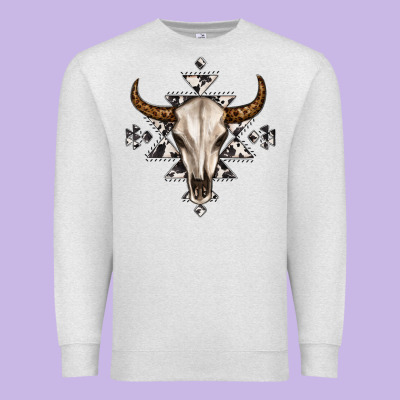 Bull Skull With Aztec Premium Sweatshirt Designed By Maliassmallbusiness