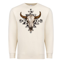 Sandshell bull skull with aztec Premium Sweatshirt - MaliasSmallBusiness