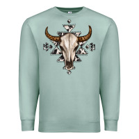 Seafoam bull skull with aztec Premium Sweatshirt - MaliasSmallBusiness