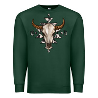 Sports Green bull skull with aztec Premium Sweatshirt - MaliasSmallBusiness