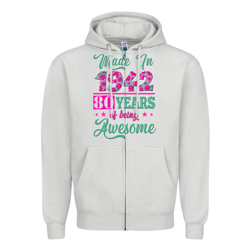 Made In 1942, 80 Years Of Being Awesome Kopya Zipper Hoodie by Jasminsmagicworld | Teevron