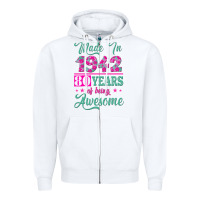 White made in 1942, 80 years of being awesome kopya Zipper Hoodie - Jasminsmagicworld