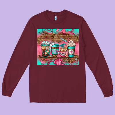 Nurse Fuel Coffee Cups Long Sleeve Tee Designed By Jasminsmagicworld