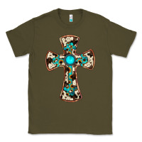 Army Green cowhide gemstone  cross Classic Tee - JahusDesignShop
