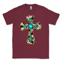 Burgundy cowhide gemstone  cross Classic Tee - JahusDesignShop