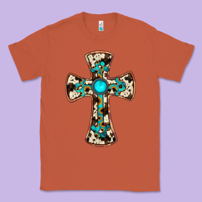 Cowhide Gemstone  Cross Classic Tee Designed By Jahusdesignshop