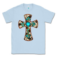 Dusty Blue cowhide gemstone  cross Classic Tee - JahusDesignShop