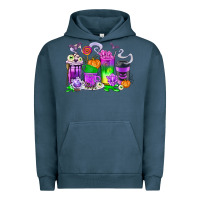 Pigment Midnight Navy Halloween Coffee Cups Urban Hoodie - texasbilliewilder