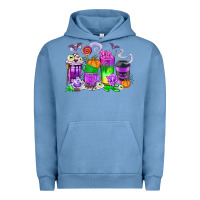 Pigment Pebble Blue Halloween Coffee Cups Urban Hoodie - texasbilliewilder