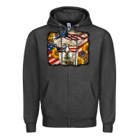 Charcoal Heather 4th of july llama Zipper Hoodie - LillyAllenDesigns