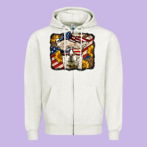 4th Of July Llama Zipper Hoodie Designed By Lillyallendesigns