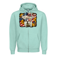 Seafoam 4th of july llama Zipper Hoodie - LillyAllenDesigns