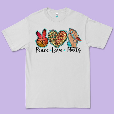 Peace Love Nails Premium Tee Designed By Barkaloodesign