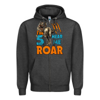 Charcoal Heather i'm five hear me roar dinosaur birthday Zipper Hoodie - LillyAllenDesigns