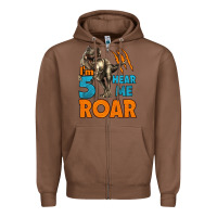 Chestnut i'm five hear me roar dinosaur birthday Zipper Hoodie - LillyAllenDesigns