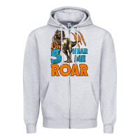 Heather Grey i'm five hear me roar dinosaur birthday Zipper Hoodie - LillyAllenDesigns